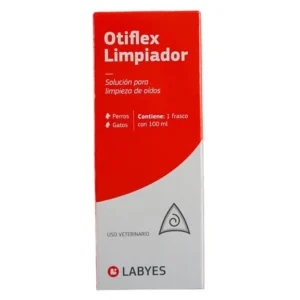 Caja de Otiflex Limpiador, solución para la limpieza de oídos de perros y gatos del laboratorio Labyes.