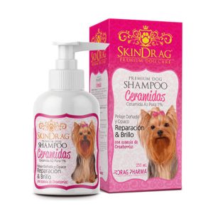 otella de Skindrag Shampoo de Drag Pharma, con Ceramidas y Ácidos Grasos para reparar la barrera cutánea en perros y gatos.