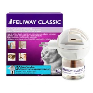 Kit de inicio de Feliway Classic de Ceva, con el difusor eléctrico y un repuesto de 48ml para calmar a gatos.